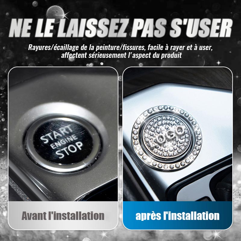 Couverture de démarrage à un bouton de voiture cloutée de diamants