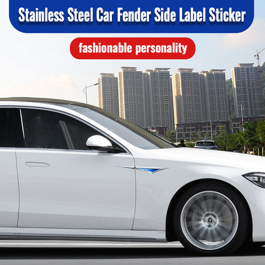 Stainless Steel Car Fender Side Label Sticker (1 Pair) 