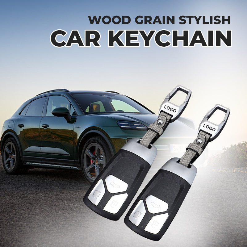 Stylish wood grain car keychain