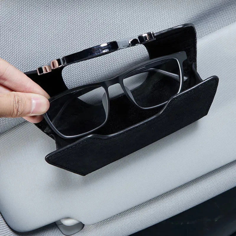 Porte-lunettes de voiture multifonctionnel en cuir de haute qualité