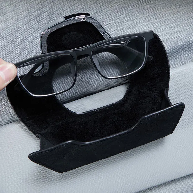 Porte-lunettes de voiture multifonctionnel en cuir de haute qualité