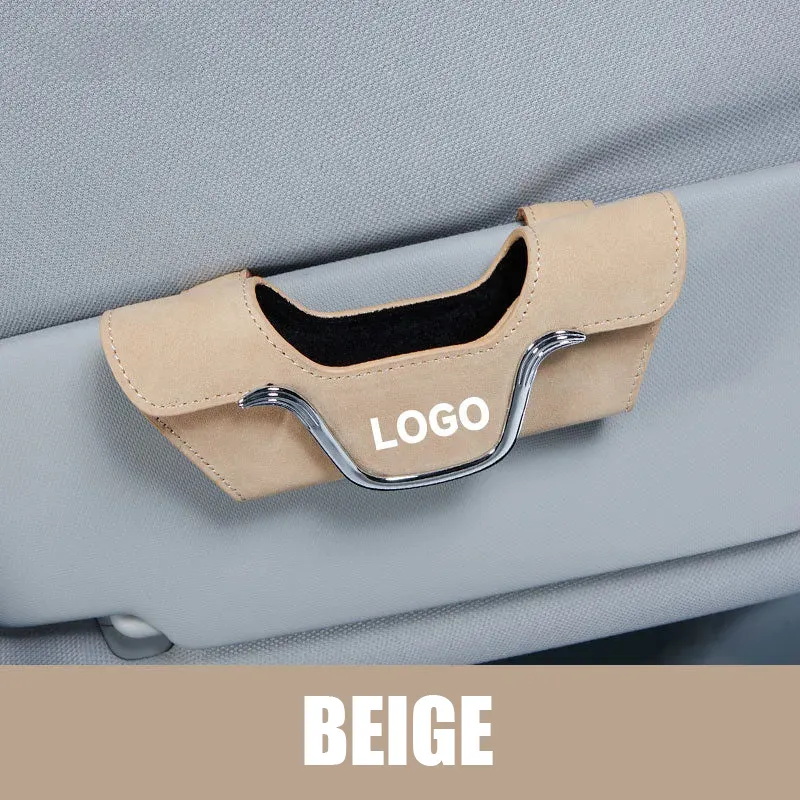 Porte-lunettes de voiture multifonctionnel en cuir de haute qualité